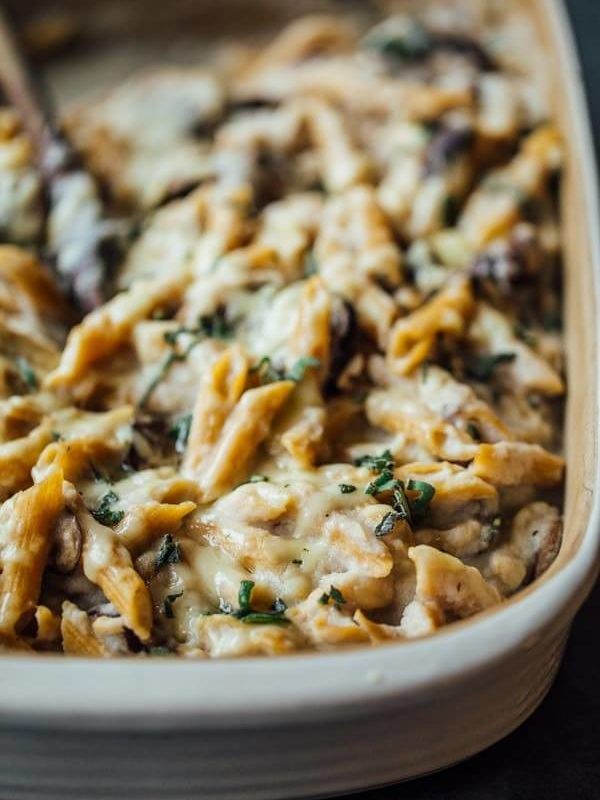 健康 Alfredo Mushroom Pasta Bake